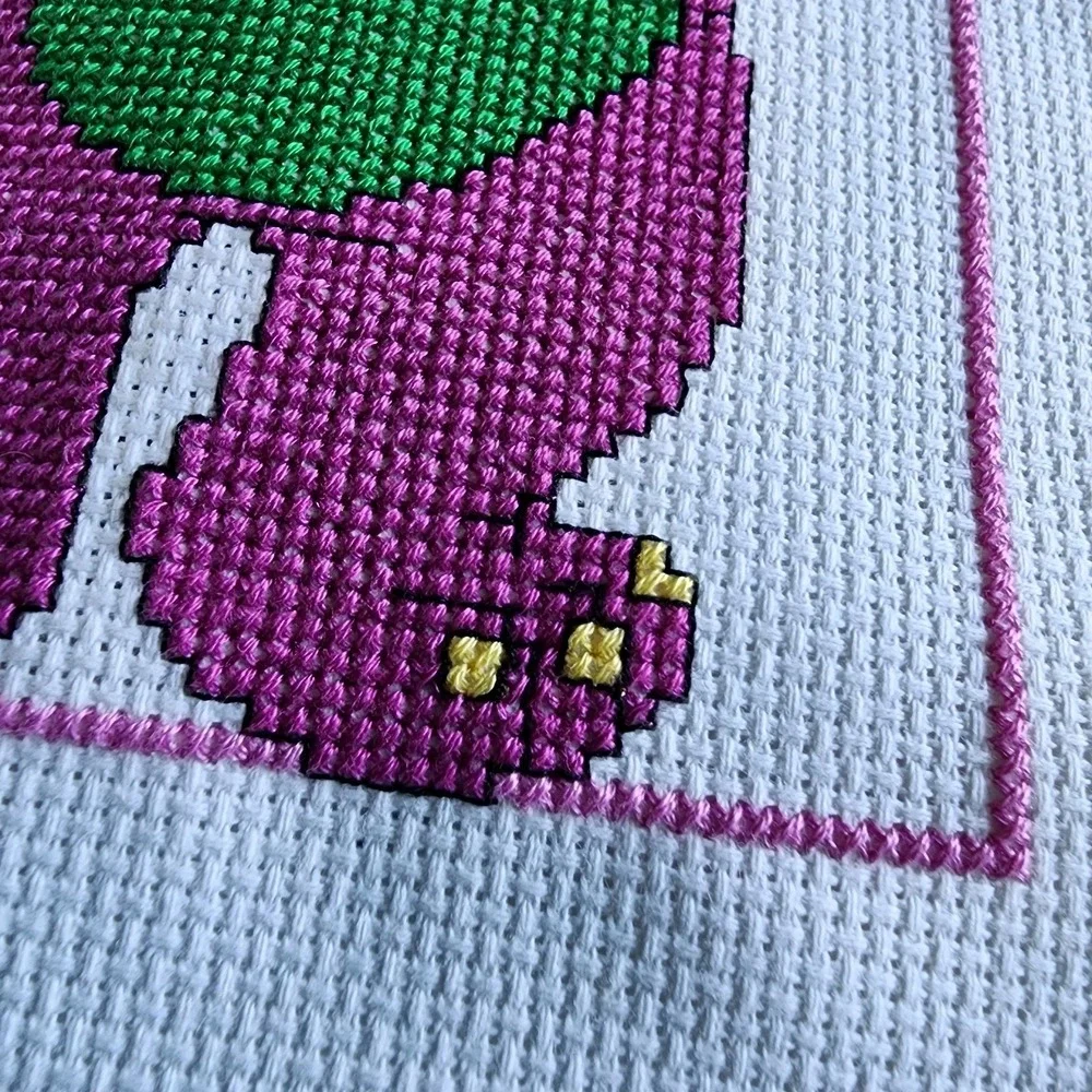 Barney The Purple Dinosaur Art Cross Stitch Finished Piece Patch Picture Art - Picture 3 of 9